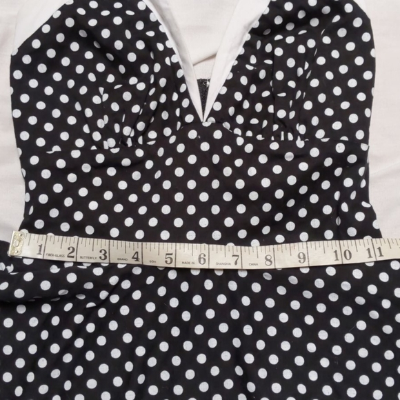 Pinup Couture Rita Halter Swing Dress (Black Polka Dot) XS - Picture 8 of 10